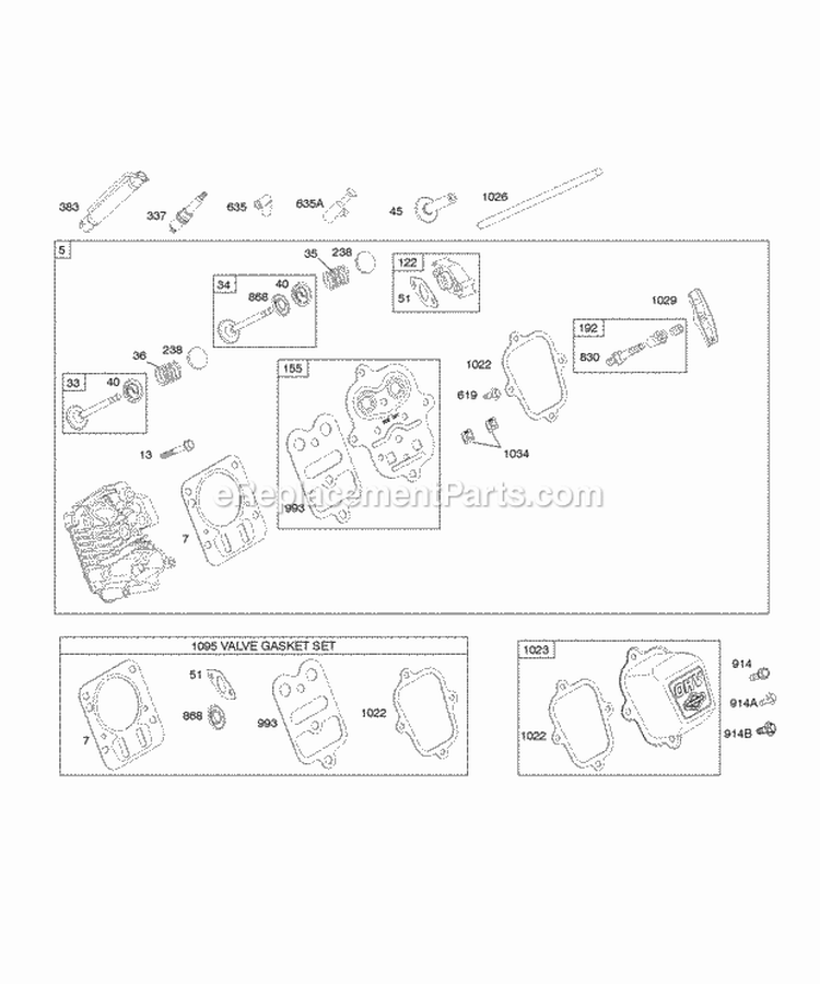 Cylinder Head Diagram and Parts List for 121252-0152-B8  Briggs and Stratton Engine